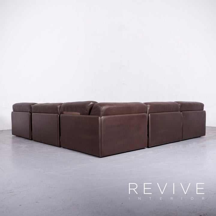 de Sede DS 76 Designer Leder Sofa Braun Echtleder Ecksofa Couch mit Hocker #6858