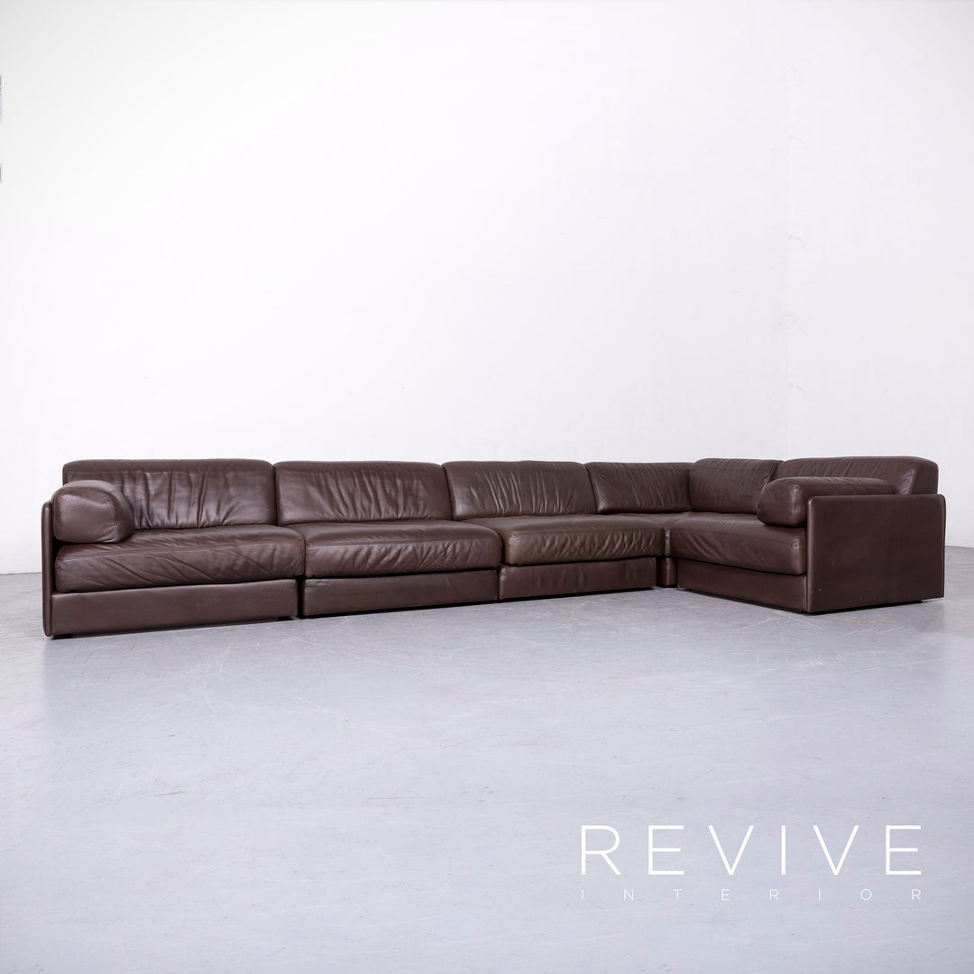 de Sede DS 76 Designer Leder Sofa Braun Echtleder Ecksofa Couch mit Hocker #6858