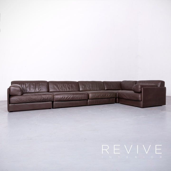 de Sede DS 76 Designer Leder Sofa Braun Echtleder Ecksofa Couch mit Hocker #6858