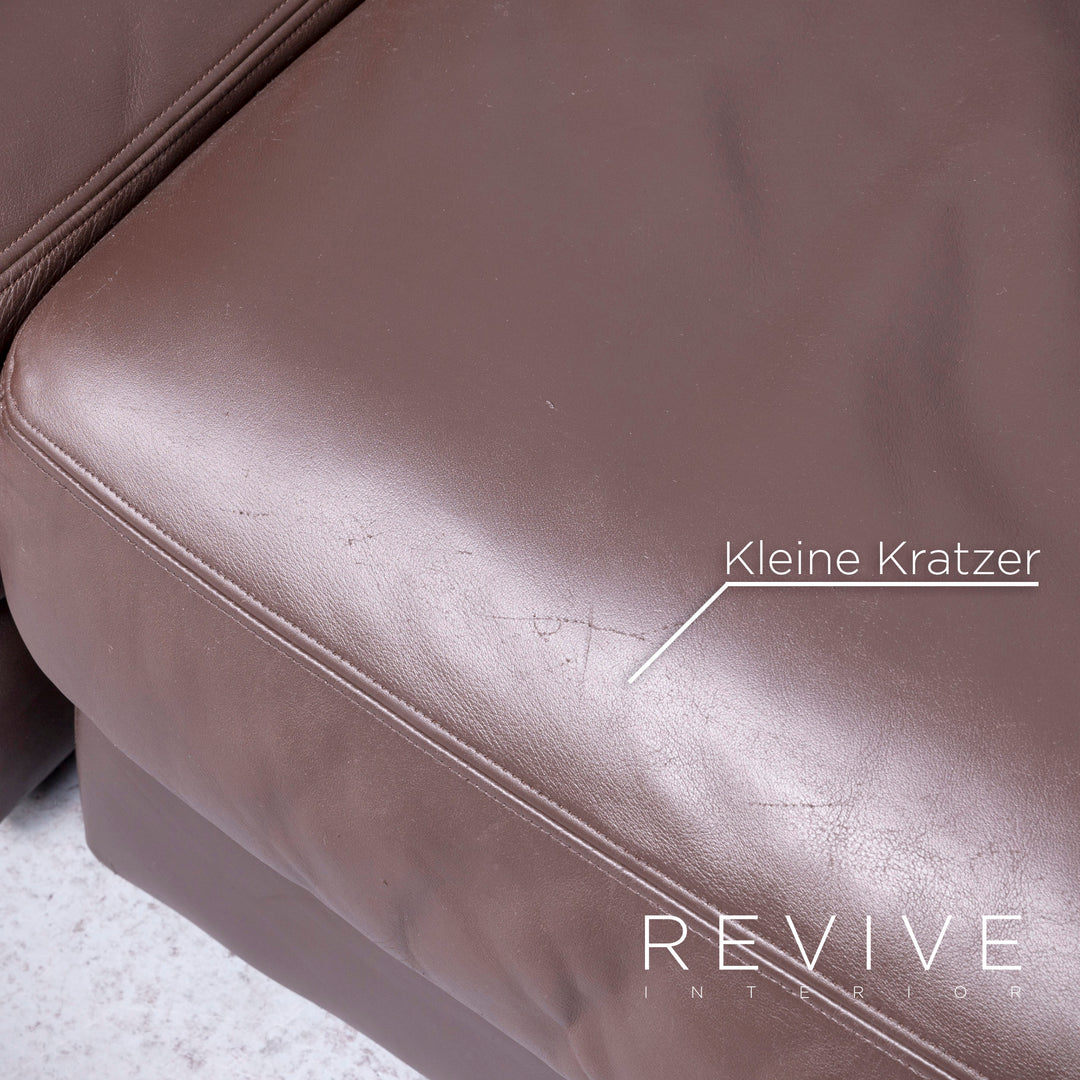 de Sede DS 76 Designer Leder Sofa Braun Echtleder Ecksofa Couch mit Hocker #6858