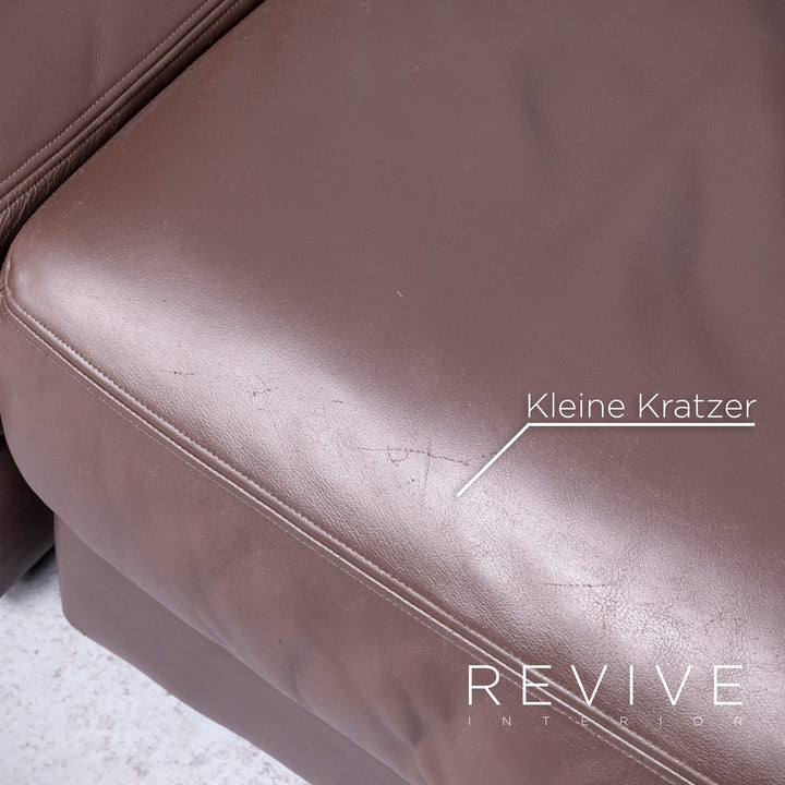 de Sede DS 76 Designer Leder Sofa Braun Echtleder Ecksofa Couch mit Hocker #6858