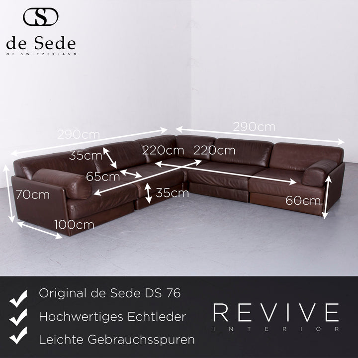 de Sede DS 76 Designer Leder Sofa Braun Echtleder Ecksofa Couch mit Hocker #6858