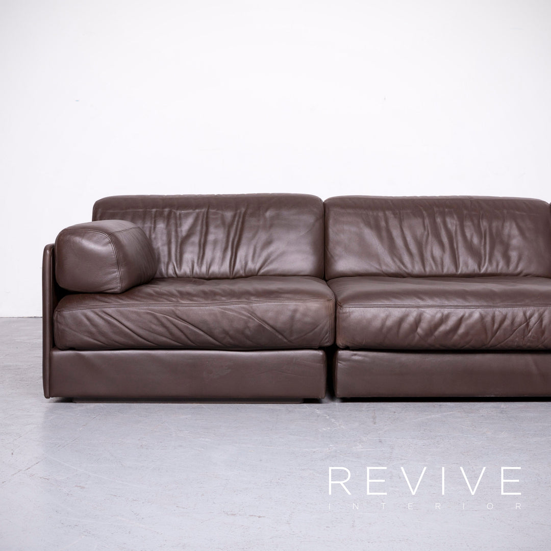 de Sede DS 76 Designer Leder Sofa Braun Echtleder Ecksofa Couch mit Hocker #6858