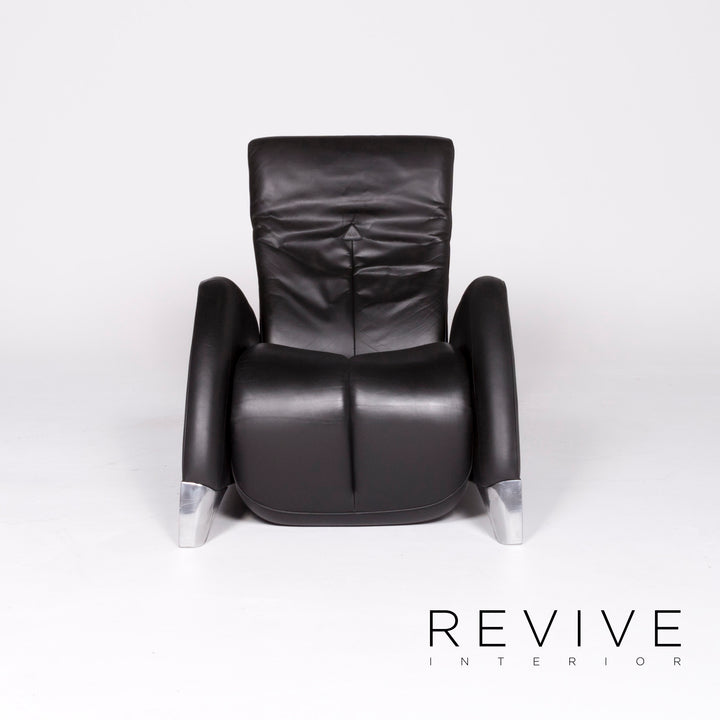 de Sede Designer Leather Armchair Black Genuine Leather Chair Relax Function #8519