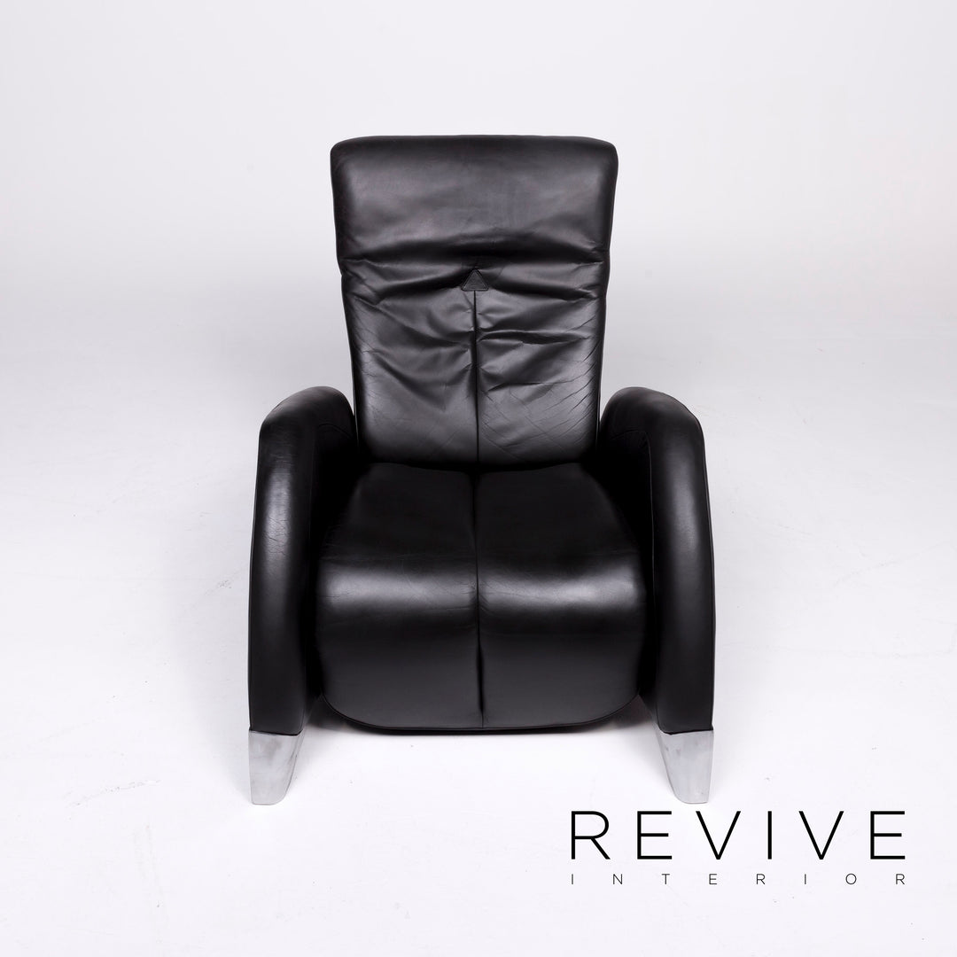 de Sede Designer Leder Sessel Schwarz Echtleder Stuhl Relax Funktion #8519