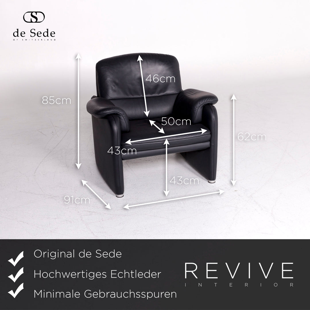 de Sede Designer Leder Sessel Schwarz Sessel #8899