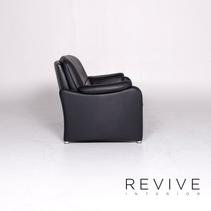 de Sede Designer Leder Sofa Garnitur Schwarz Dreisitzer Zweisitzer Sessel #8930