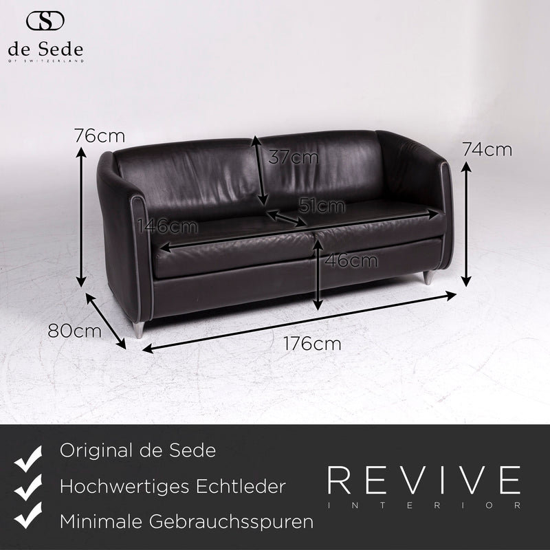 de Sede Leder Sofa Schwarz Zweisitzer Couch 