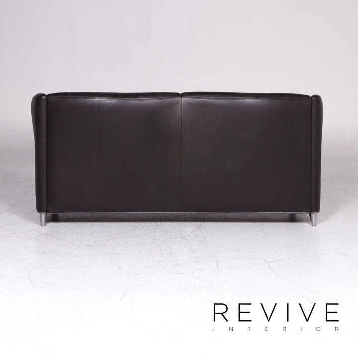 de Sede Leather Sofa Black Two Seater Couch #9140