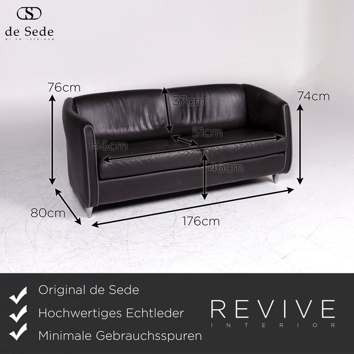 de Sede Designer Leder Sofa Garnitur Schwarz 2x Zweisitzer 2x Sessel #9341