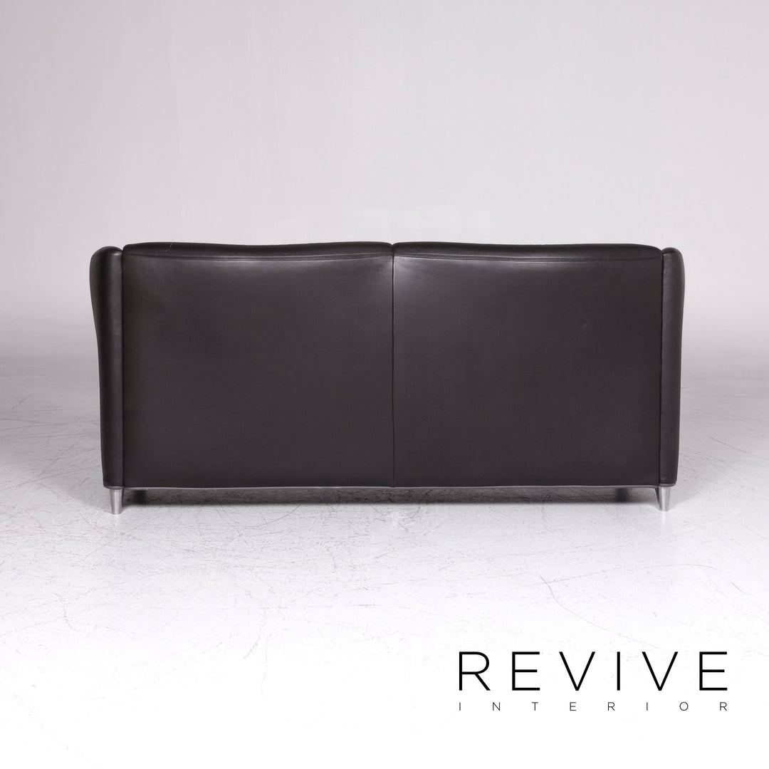 de Sede Leather Sofa Black Two Seater Couch #9141
