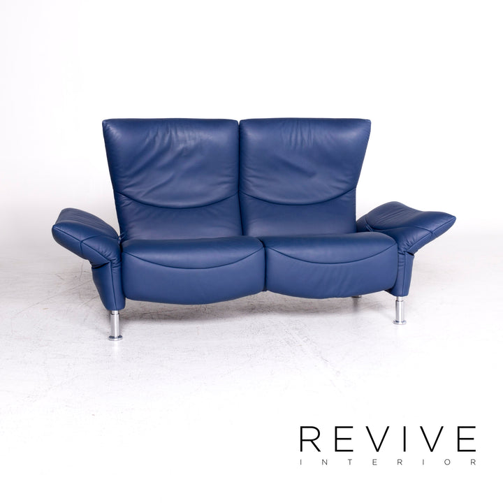 de Sede ds 145 Leder Sofa Blau Zweisitzer Funktion Couch #8806