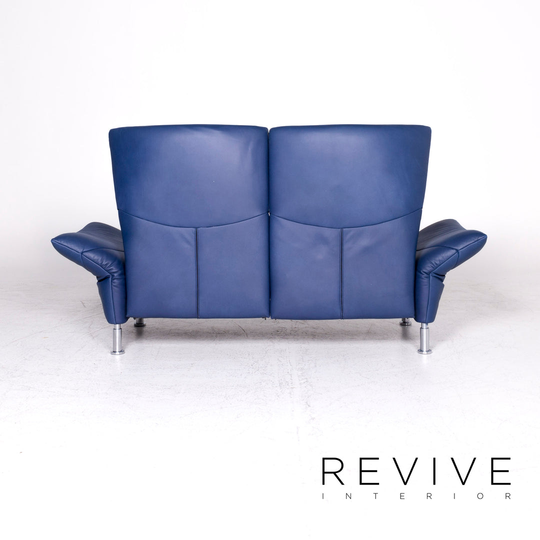 de Sede ds 145 Leder Sofa Blau Zweisitzer Funktion Couch #8806