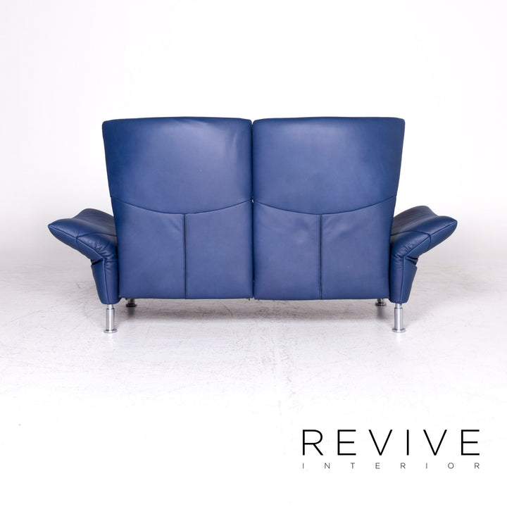 de Sede ds 145 Leder Sofa Blau Zweisitzer Funktion Couch #8806