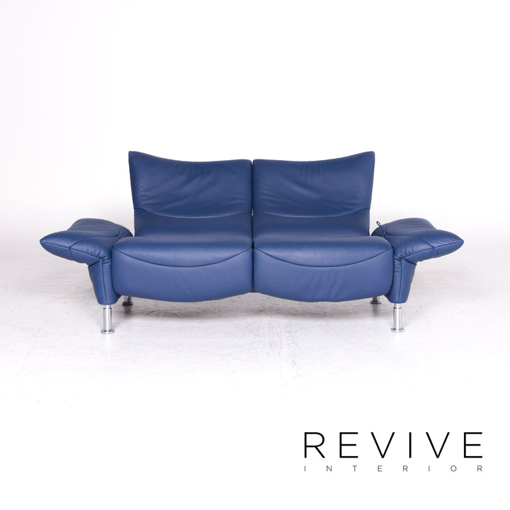 de Sede ds 145 Leder Sofa Blau Zweisitzer Funktion Couch #8806