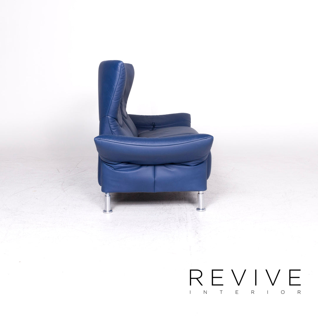 de Sede ds 145 Leder Sofa Blau Zweisitzer Funktion Couch #8806