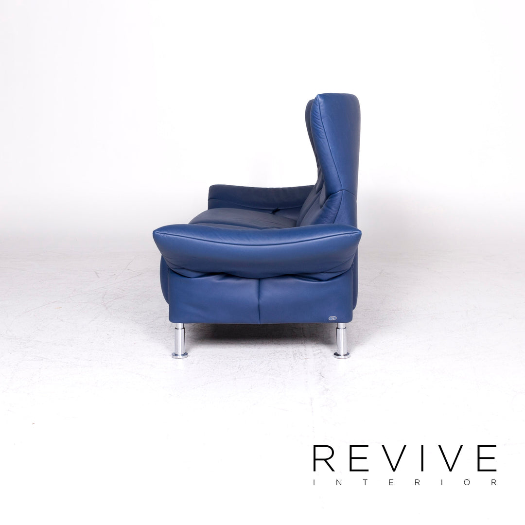 de Sede ds 145 Leder Sofa Blau Zweisitzer Funktion Couch #8806