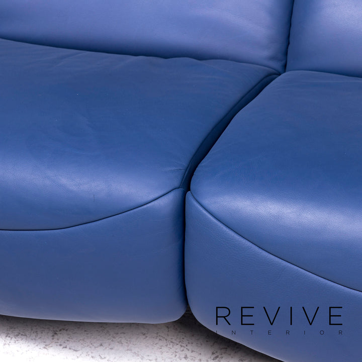 de Sede ds 145 Leder Sofa Blau Zweisitzer Funktion Couch #8806