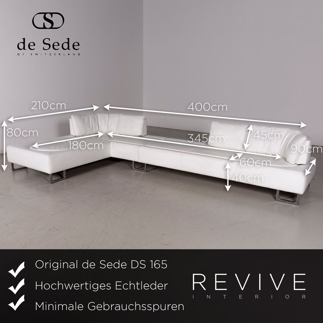 de Sede ds 165 Designer Leder Ecksofa Weiß by Hugo de Ruiter Echtleder Sofa Couch Funktion #7934