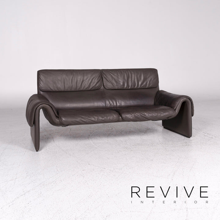 de Sede ds 2011 Designer Leder Sofa Graubraun Zweisitzer Couch #9503