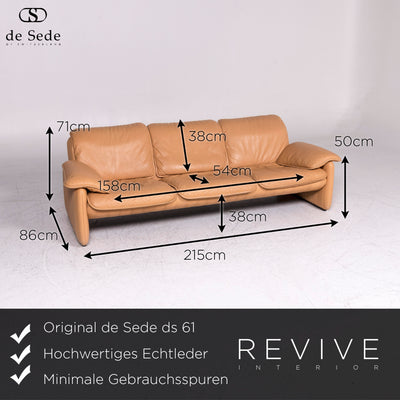 de Sede ds 61 Designer Leder Sofa Garnitur Dreisitzer Zweisitzer Sessel #9392