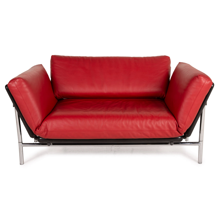 Dema Rataplan Leder Sofa Rot Zweisitzer Schwarz Sessel Couch