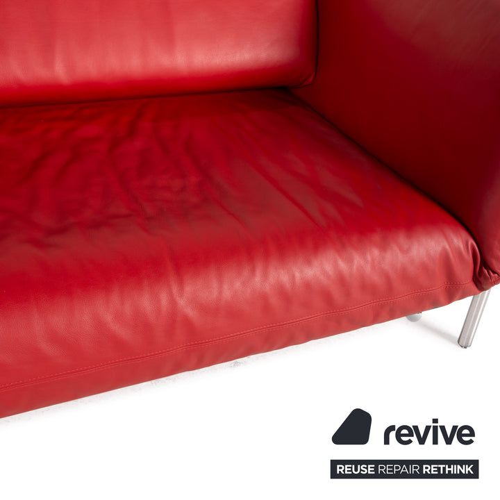 Dema Rataplan Leder Sofa Rot Zweisitzer Schwarz Sessel Couch