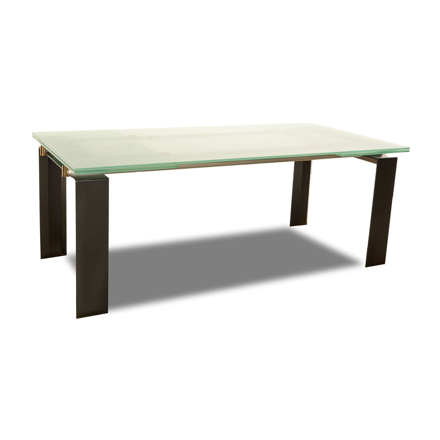 DESALTO Stilt glass dining table black manual function extendable function 200/300 x 77 x 99cm