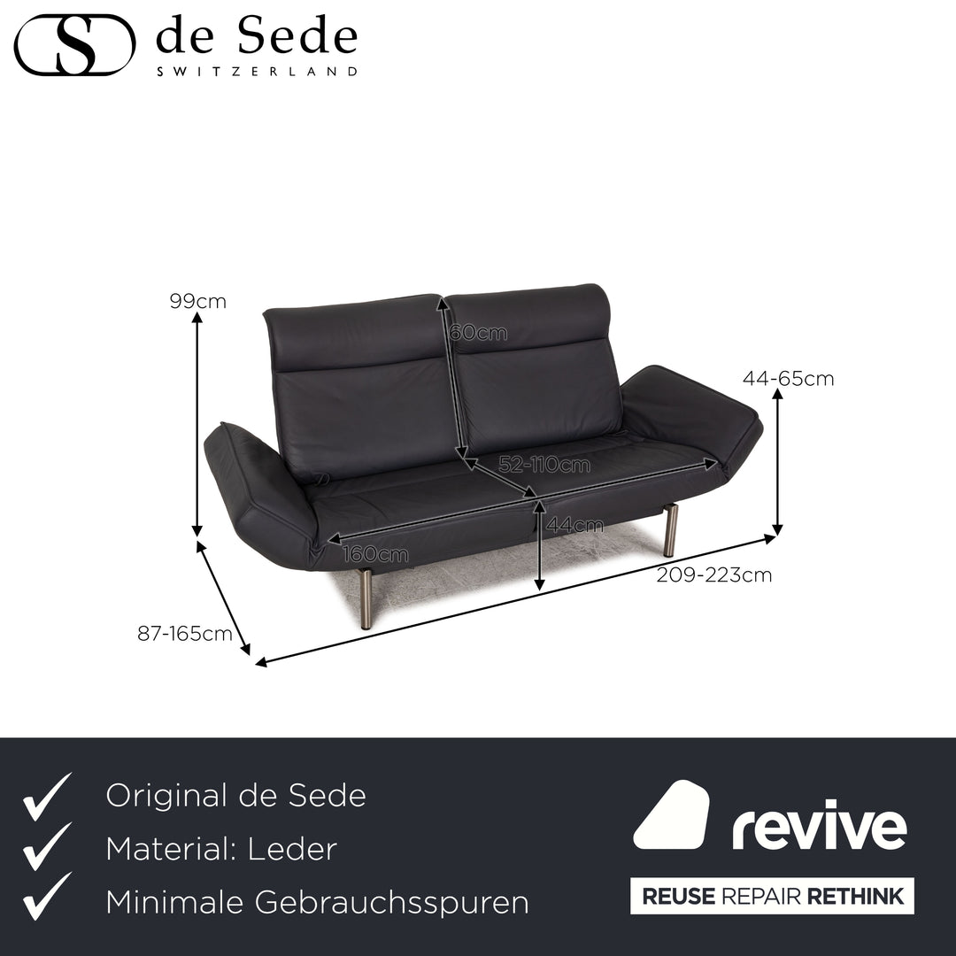 de Sede DS 450 Leder Zweisitzer Grau Sofa Couch Funktion
