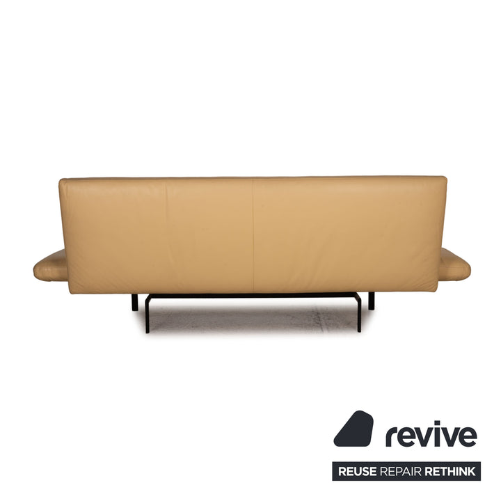 Designo Flyer Leder Sofa Creme Zweisitzer Couch Funktion Relaxfunktion