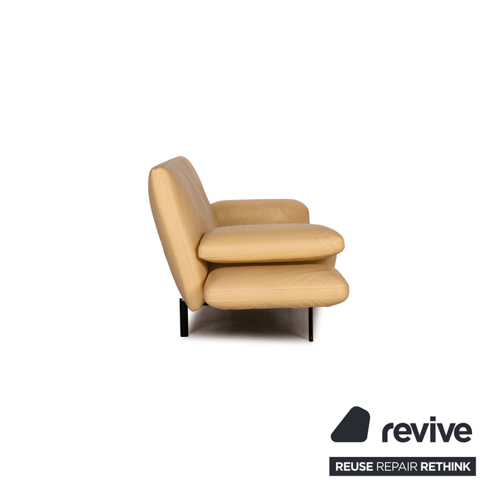 Designo Flyer Leder Sofa Creme Zweisitzer Couch Funktion Relaxfunktion