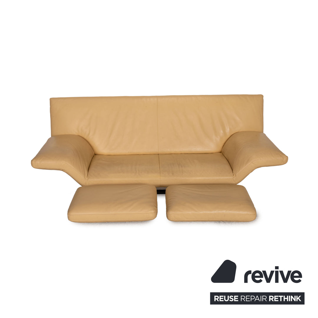 Designo Flyer Leder Sofa Creme Zweisitzer Couch Funktion Relaxfunktion