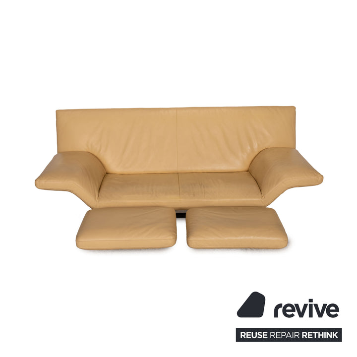 Designo Flyer Leder Sofa Creme Zweisitzer Couch Funktion Relaxfunktion