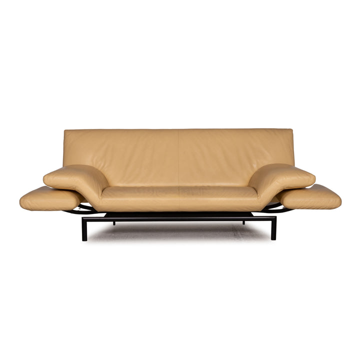 Designo Flyer Leder Sofa Creme Zweisitzer Couch Funktion Relaxfunktion
