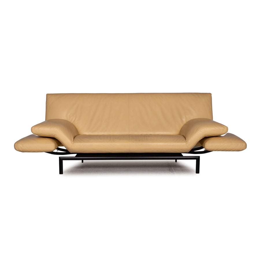 Designo Flyer leather sofa cream two-seater couch function relaxation function