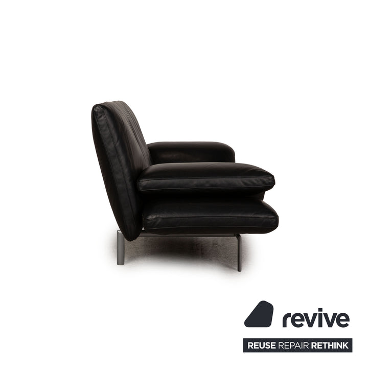 Designo Flyer Leather Two Seater Black Sofa Couch Function