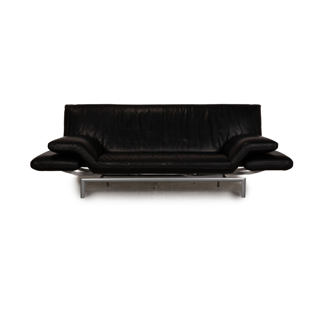Designo Flyer Leather Two Seater Black Sofa Couch Function
