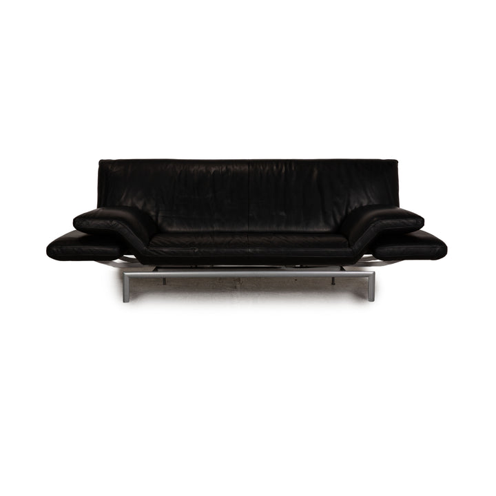 Designo Flyer Leather Two Seater Black Sofa Couch Function