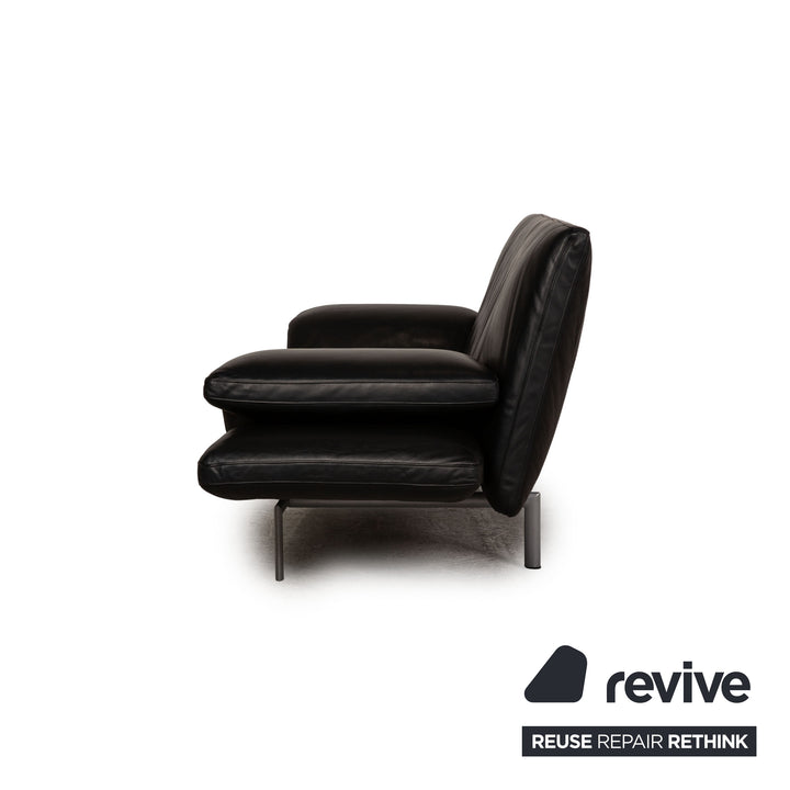 Designo Flyer Leather Two Seater Black Sofa Couch Function