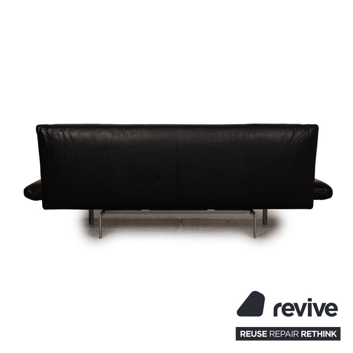 Designo Flyer Leather Two Seater Black Sofa Couch Function