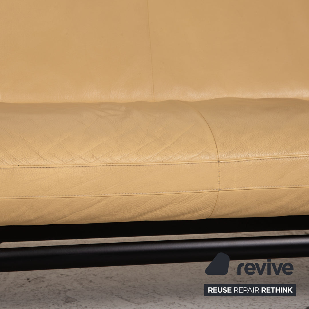 Designo leather sofa cream two seater couch