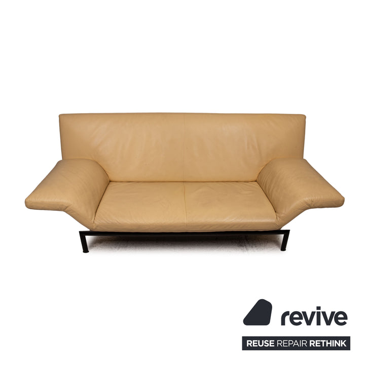Designo Leder Sofa Creme Zweisitzer Couch