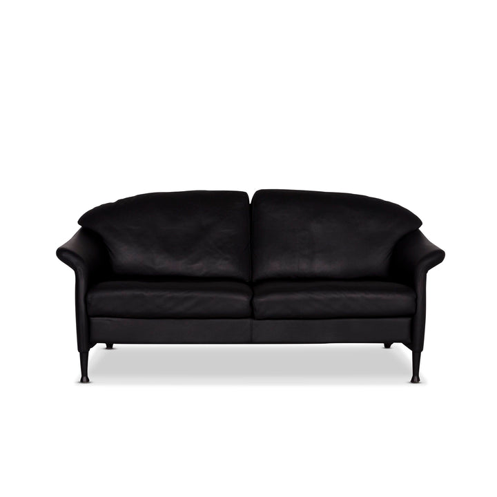 Walter Knoll Scarlett Leder Sofa Schwarz Zweisitzer Couch #9872