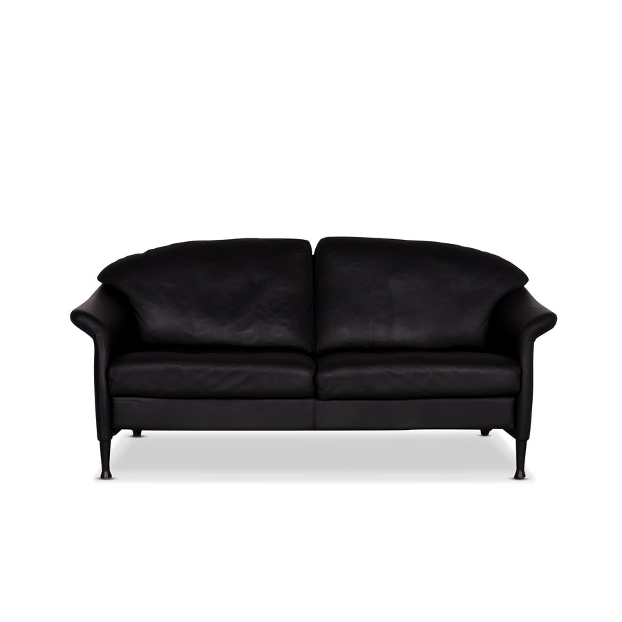 Walter Knoll Scarlett Leder Sofa Schwarz Zweisitzer Couch #9872