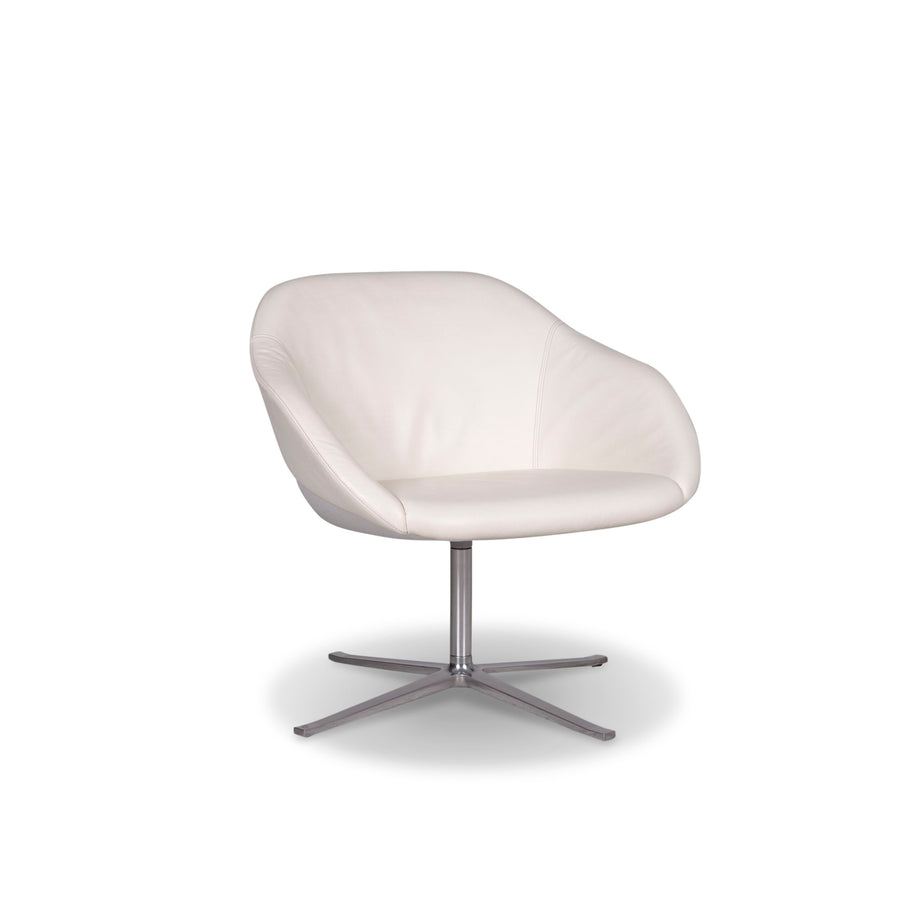 Walter Knoll Turtle Leather Armchair Cream White Swivel Chair #9846