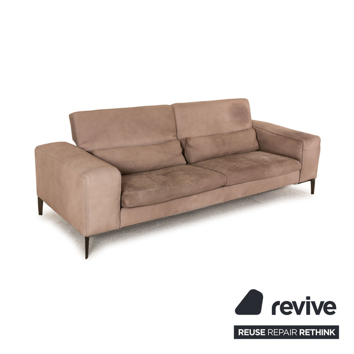 Divani Rigoletto Leather Sofa Taupe Four Seater Couch