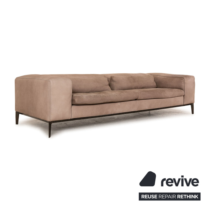 Divani Rigoletto Leather Sofa Taupe Four Seater Couch