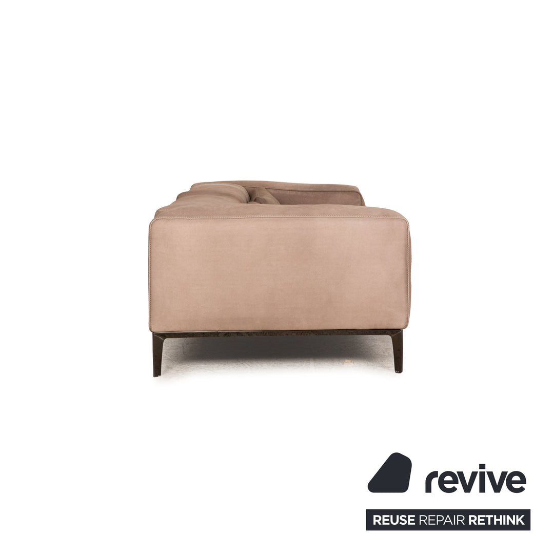 Divani Rigoletto Leather Sofa Taupe Four Seater Couch