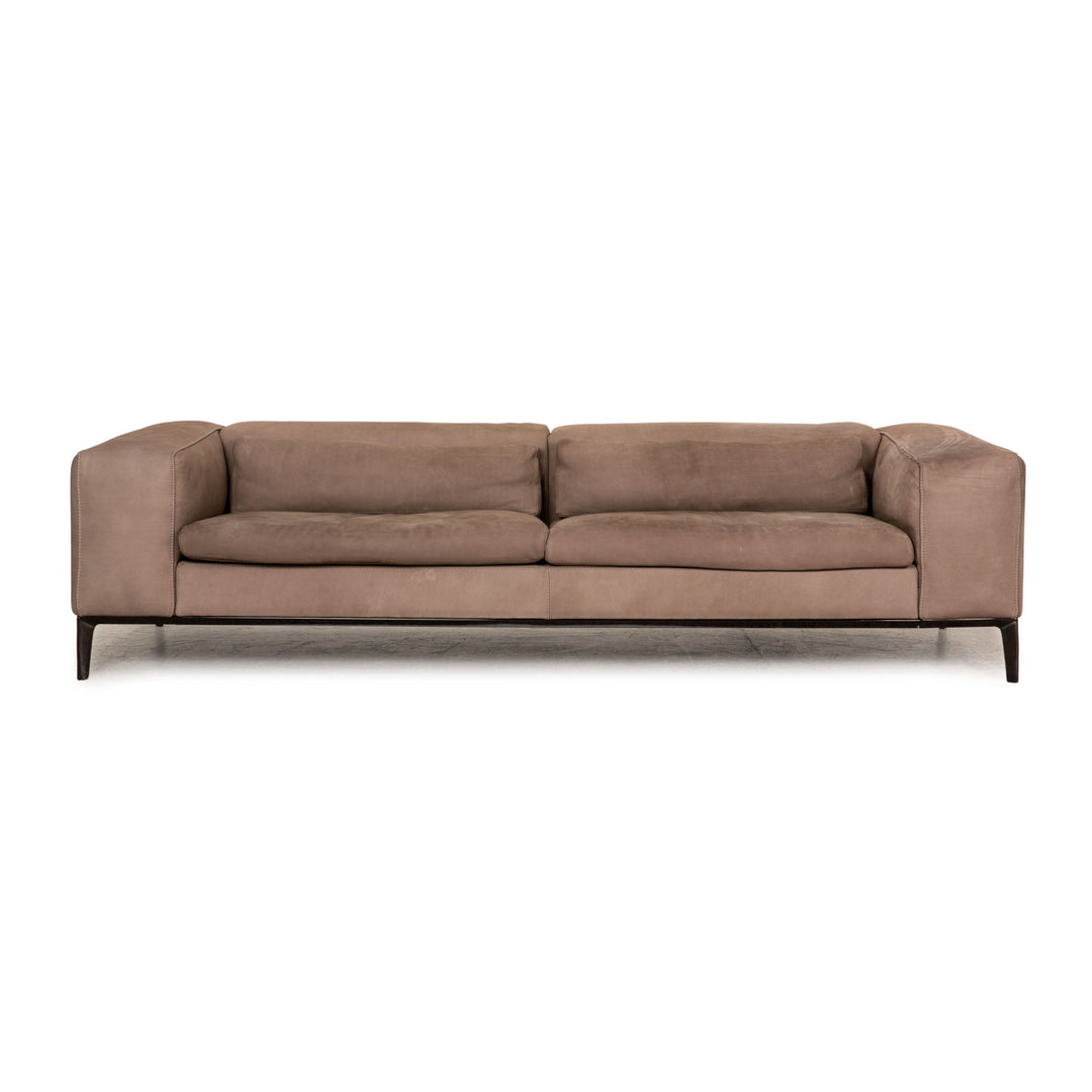 Divani Rigoletto Leather Sofa Taupe Four Seater Couch