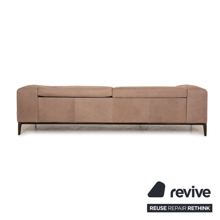 Divani Rigoletto Leather Sofa Taupe Four Seater Couch